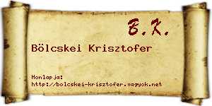 Bölcskei Krisztofer névjegykártya